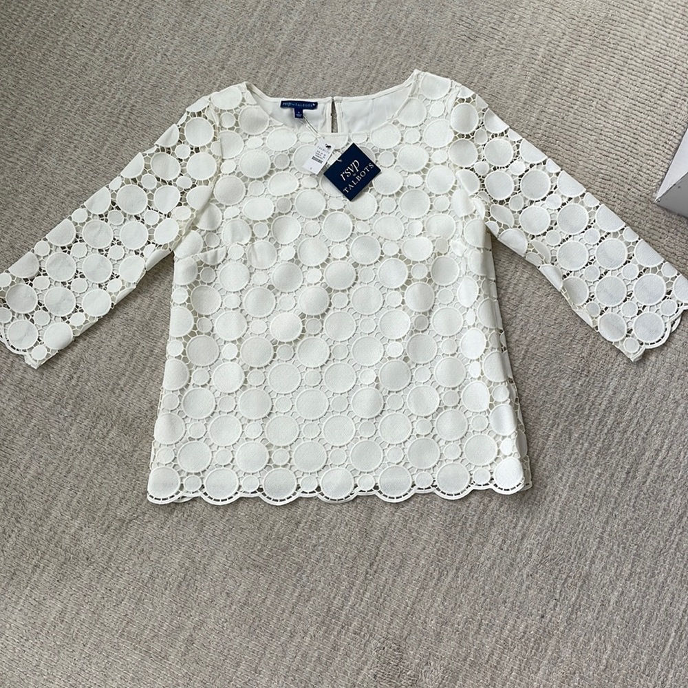 Cream Talbots Lace Blouse